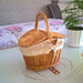 Handmade Woven Rattan Basket with Handle and Double Lids Camping Piic Food Storage Container Organizer