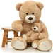 Morismos Giant Teddy Bear Mommy and Baby Bear Soft Plush Bear Stuffed Animal for Kids Girlfriend Valentine'S Day, Light Brown 39"
