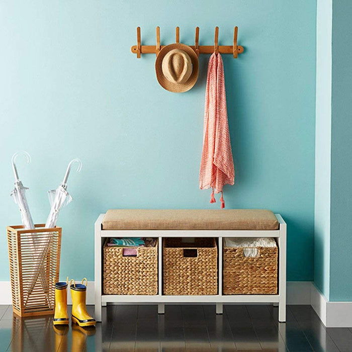 2 Decorative Hand-Woven Water Hyacinth Wicker Storage Basket, 16X11X11 Perfect for Shelving Units