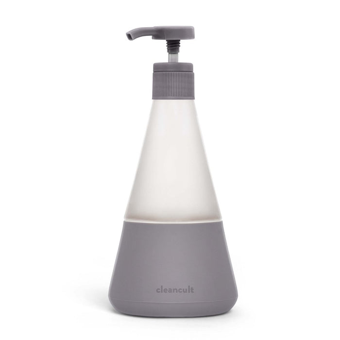 Dish Soap Dispenser with Pump, Refillable Glass 14 Oz Container, Shatter Resistant, Liquid Dishwashing Detergent, Non-Slip Grip, Matte Clear Frosted Finish, Kitchen Sink, 1 Pack - Charcoal