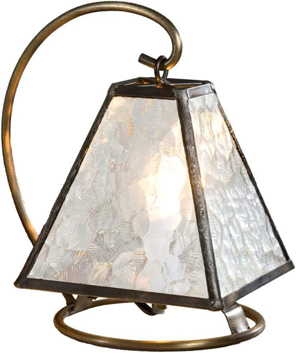 Small Lamp Tiffany Style Stained Glass Decorative Accent Night Light Table Top Mission Home Décor Bedroom, Bathroom, Nursery Clear J Devlin Lam 651