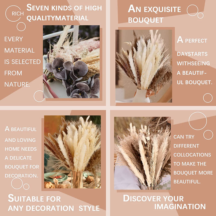 Pampas Grass Home Decor,100Pcs Dried Flowers Bouquet for Wedding Floral Arrangements,Home Decorations,Party Decorations