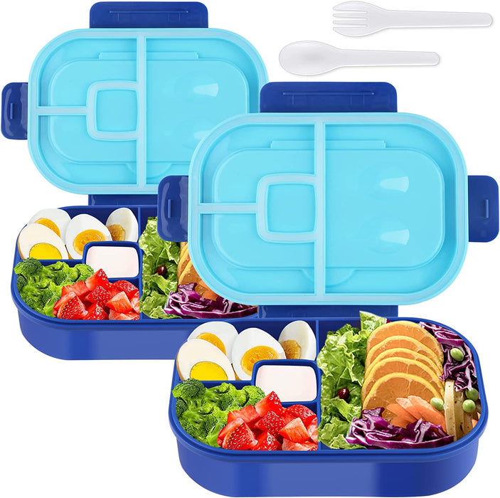 Bento Box Kit, 4 Compartments 1.3L Lunch Box Kids with Fork&Spoon, Leak-Proof Bento Box Adult Lunch Box, Lunch Box Containers for Adults Toddler, Microwaveable, Dishwasher & Freezer Safe