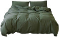 Dark Green Duvet Cover Soft Washed Cotton Bedding Collection for Adults Queen Bed Quilt Cover Solid Color Simple Bedroom Set Breathable and Comfortable