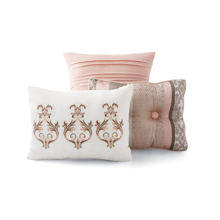 Mainstays 7-Piece Princeton Woven Jacquard Comforter Set, Blush Stripe, Full/Queen
