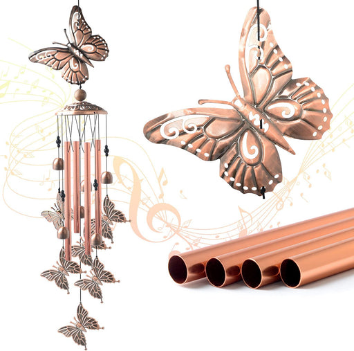 Butterfly Wind Chimes, Christmas Wind Chimes, Gifts for Mom Copper Metal Butterfly Chimes, Birthday Gifts Mother'S Day for Mom Gifts Gifts for Grandma Gifts for Women Gardening Gifts Butterfly Gifts