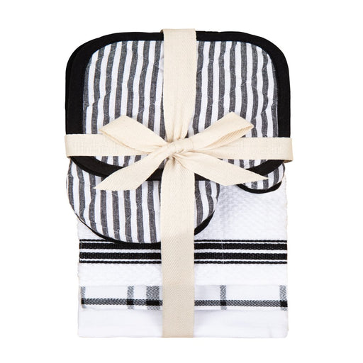 Mainstays, 20 Piece Set, Terry & Flat Kitchen Towel, Dish Cloth, Flour Sack, Oven Mitt, Pot Holder Black