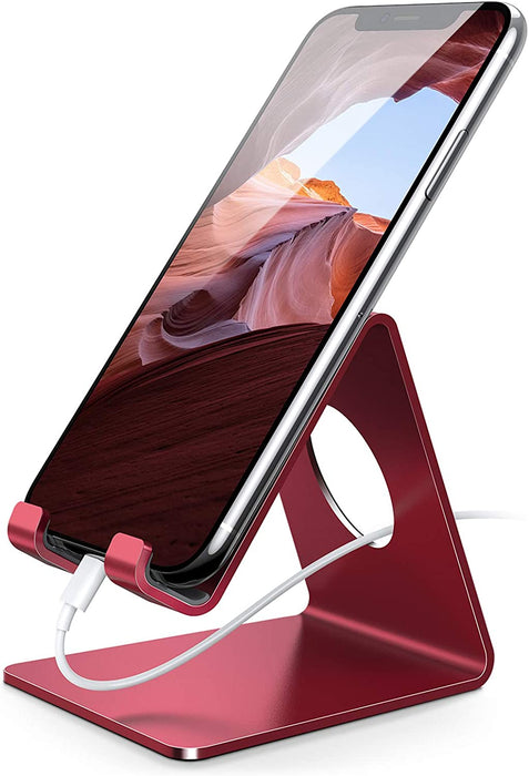 Cell Phone Stand, Desk Phone Holder Cradle, Compatible with Phone 12 Mini 11 Pro Xs Max XR X 8 7 6 plus SE, All Smartphones Charging Dock, Office Desktop Accessories - Silver