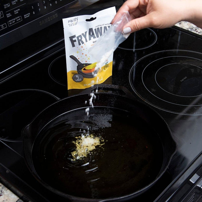 Pan Fry Waste Cooking Oil Solidifier Powder, 100% Plant-Based Cooking Oil Disposal, 1 Packet per 2 Cups of Oil, (Includes 4 Packets to Solidify 8 Cups / 2 Liters / 0.5 Gallon of Oil Total)