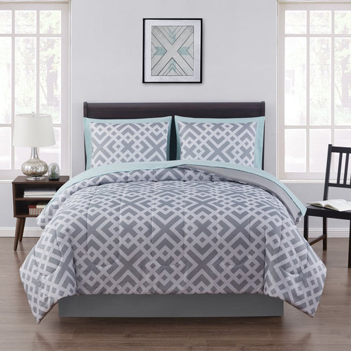 Mainstays Gray Geometric 6 Piece Bed in a Bag Comforter Set with Sheets, Twin