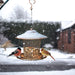 Squirrel Proof Bird Feeders, Cute Lantern Bird Feeder Roof Shaped, Heavy Duty Metal Wild Bird Feeder with Hook for Garden Yard outside Hanging Decor, 2Lbs Capacity - Bronzed