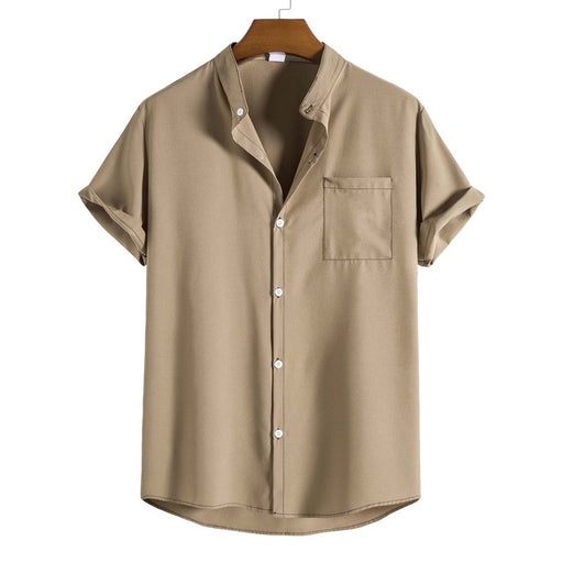 Mens T Shirts,Men'S Summer Fashion Short Sleeve Casual Solid Color Button-Up Shirts
