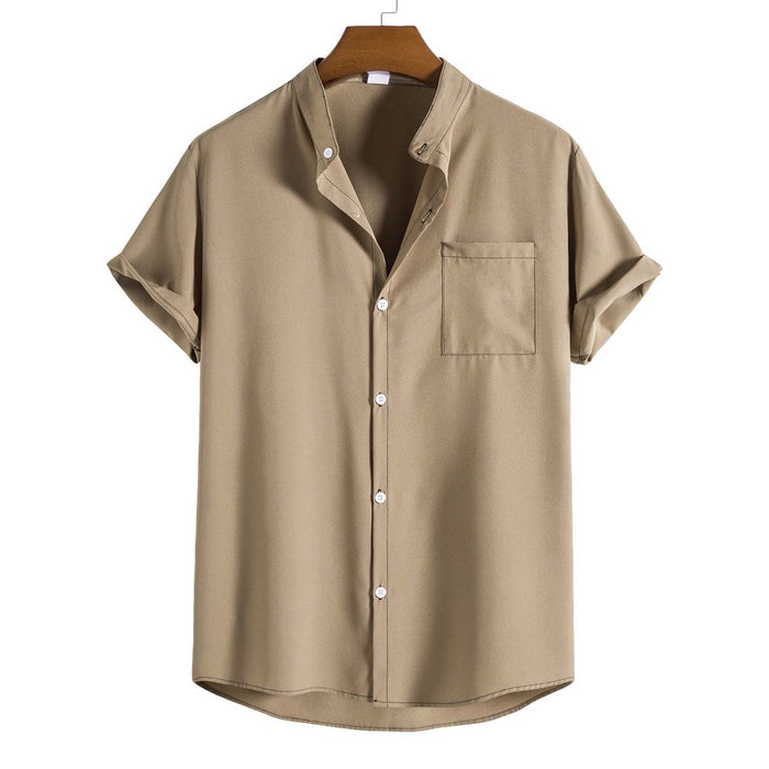 Mens T Shirts,Men'S Summer Fashion Short Sleeve Casual Solid Color Button-Up Shirts