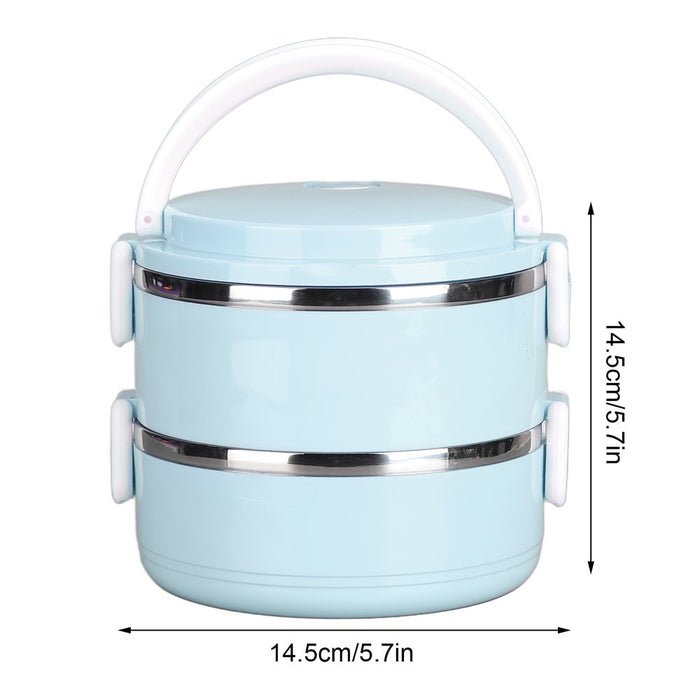 Stainless Steel Bento Box Lunch Box Container Thermal Stackable Lunch Box Compartment Portable Snack Box round Soup Container for Student Children Work, 2 Layer