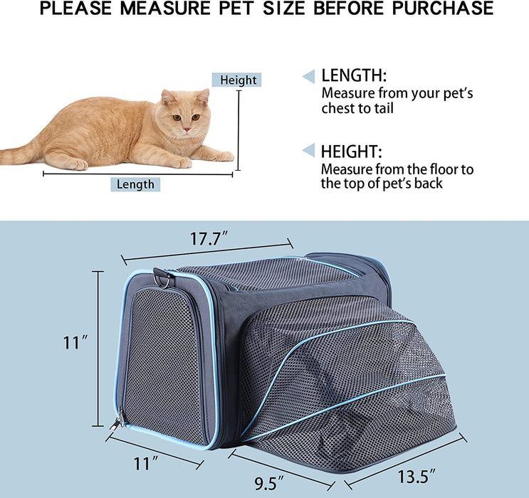 A4Pet Airline Approved Cat Carrier Expandable Dog Carriers,Soft-Sided Portable Pet Travel Washable Carrier for Kittens,Puppies,Rabbit,Hamsters
