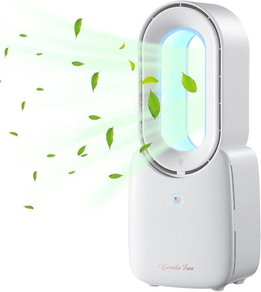 Desk Fan,Portable Bladeless Fan 11.8 Inch Small Personal Cooling Fan with 5 Colors Touch Control LED Light,Quiet Table Fan for Home, Office, Bedroom