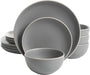 Gibson Home Rockaway round Stoneware Dinnerware Set, Service for 4 (12Pcs), Blue