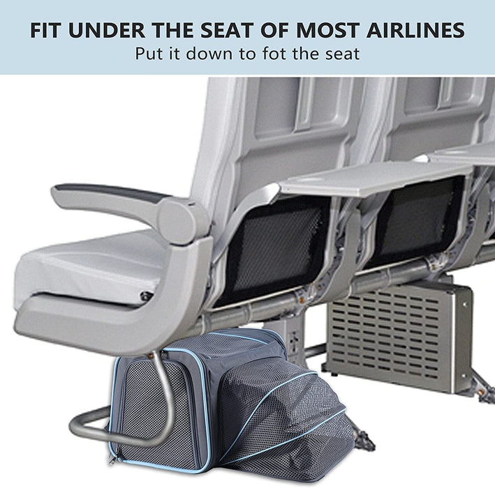A4Pet Airline Approved Cat Carrier Expandable Dog Carriers,Soft-Sided Portable Pet Travel Washable Carrier for Kittens,Puppies,Rabbit,Hamsters