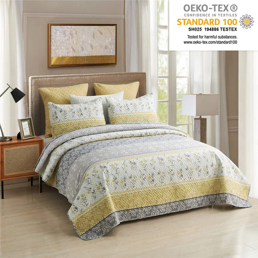 King Quilt Set, 3-Piece King Size Quilt Set with 2 Pillow Shams- Boho Reversible Soft and Lightweight King Quilt Bedding Bedspread Coverlet Set