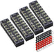 Terminal Block and Strip - 12Pcs (6 Sets) 4 Positions Dual Row 600V 25A Screw Terminal Strip Blocks with Cover + 400V 25A 4 Positions Pre-Insulated Terminals Barrier Strip Black & Red