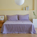 Simple&Opulence 100% Linen Sheet Set Solid Color-4 Pcs Washed French Linen Bed Sheets(1 Flat Sheet,1 Fitted Sheet,2 Pillowcases)-Breathable Bedding Set (Queen, Lilac)
