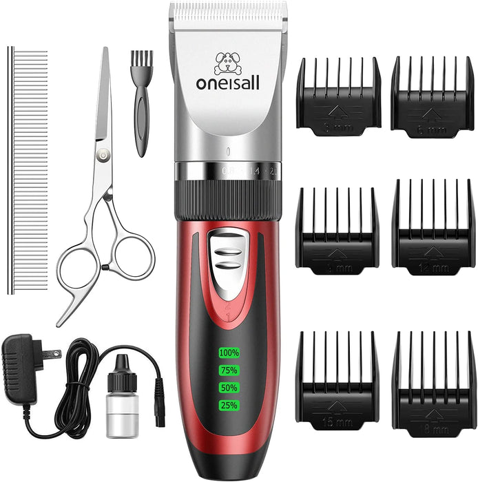 Dog Clippers Low Noise, 2-Speed Quiet Dog Grooming Kit Rechargeable Cordless Pet Hair Clipper Trimmer Shaver for Small and Large Dogs Cats Animals (Gold)