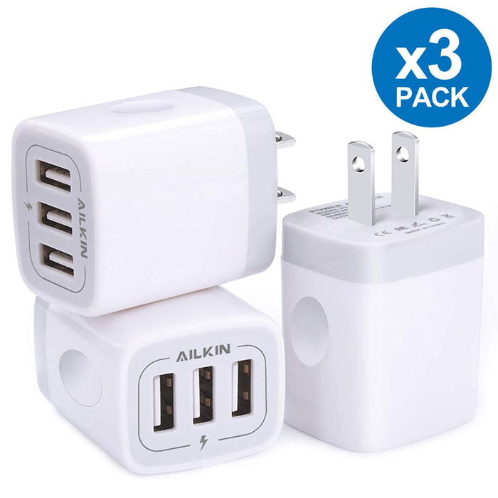 Wall Charger,Usb Charger Adapter,3.1A/3Pack Muti Port Fast Charging Station Power Base Charger Block Plug for Iphone Wall Charger