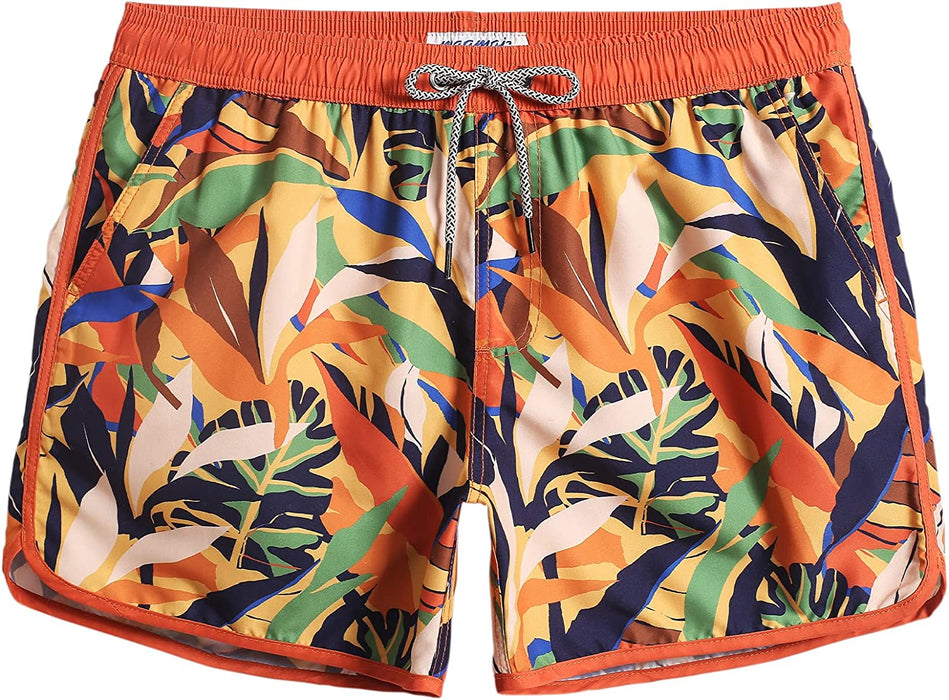 Mens Boys Short 80S 90S Vintage Swim Trunks with Mesh Lining Quick Dry Swim Suits Board Shorts