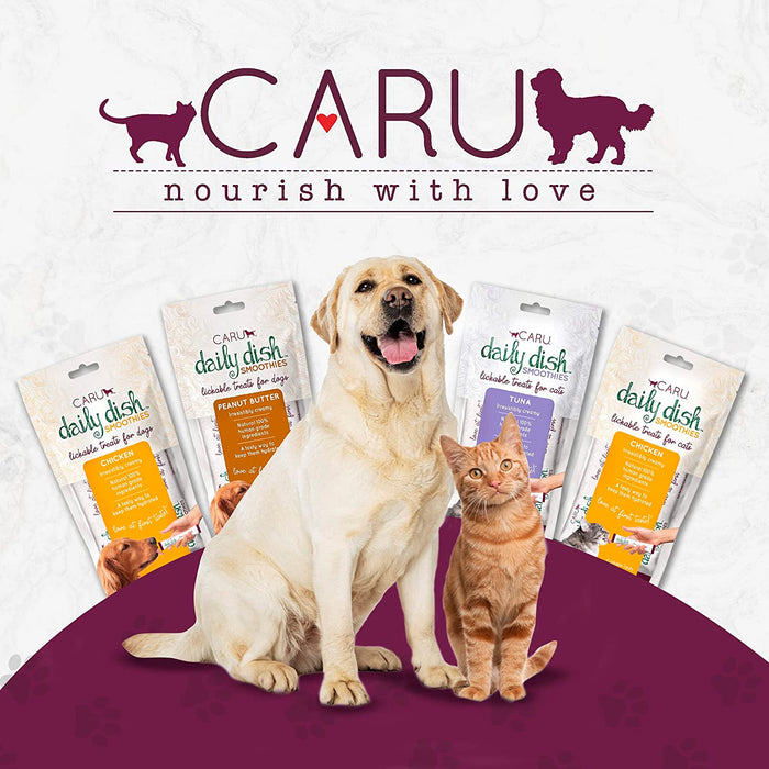 Caru - Daily Dish Smoothies - Lickable Tuna Cat Treat - 4 Pack.5Oz Tubes