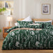 Queen Comforter Set Emerald Comforter Set 3 PCS Bedding Sets Floral Comforter Set Plant Flowers Printed on Fluffy Comforter Set for All Season