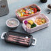 Lunch Box 2-Layer 3-Compartment Bento Box Cutlery Set Portable Leak Proof Food Container Storage Box with Fork Spoon Chopsticks For