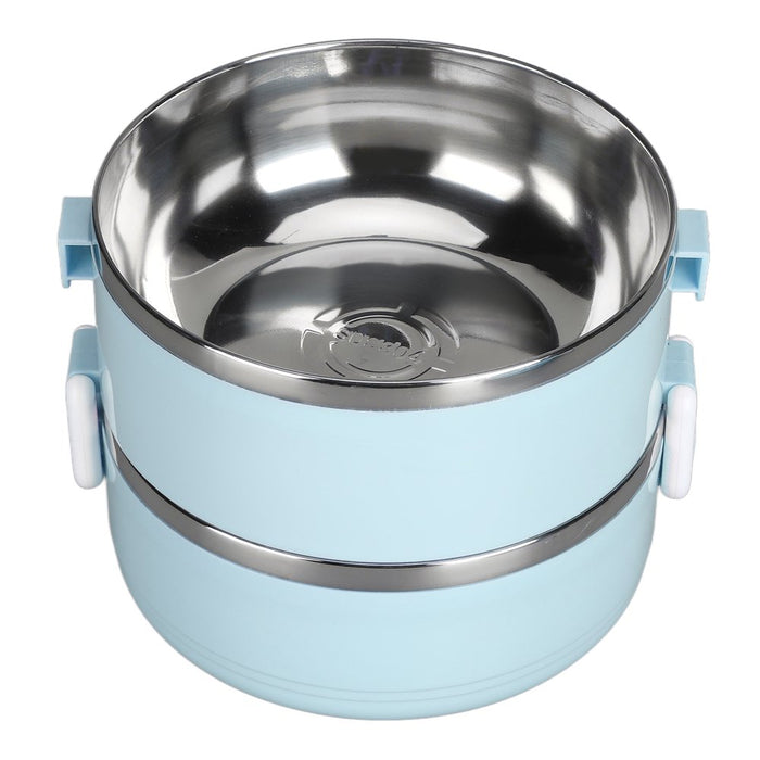 Stainless Steel Bento Box Lunch Box Container Thermal Stackable Lunch Box Compartment Portable Snack Box round Soup Container for Student Children Work, 2 Layer