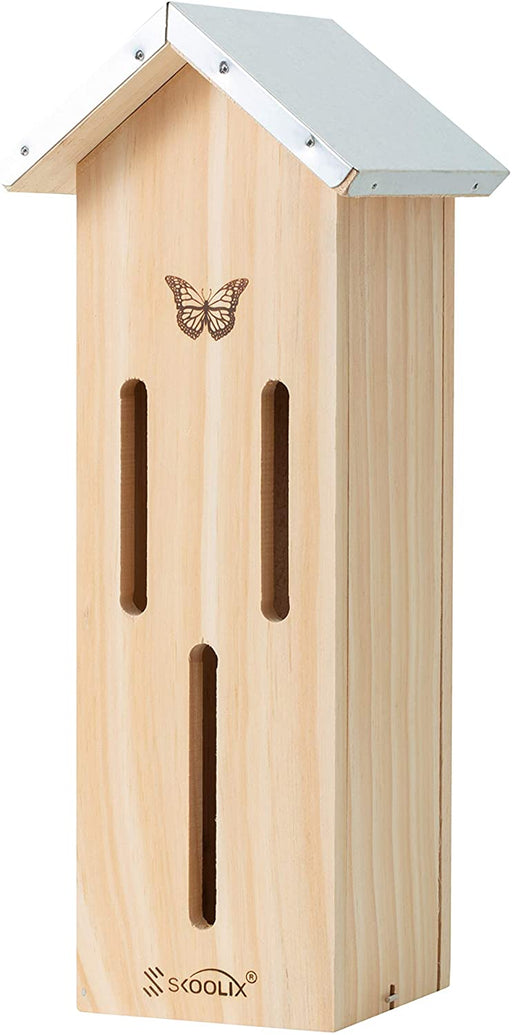 Wooden Butterfly House for Gardens. Provides a Safe Haven for Butterflies to Rest, Protect from Predators and Harsh Weather Conditions. Attractive Garden Décor, Includes Bonus Rope Hanger.