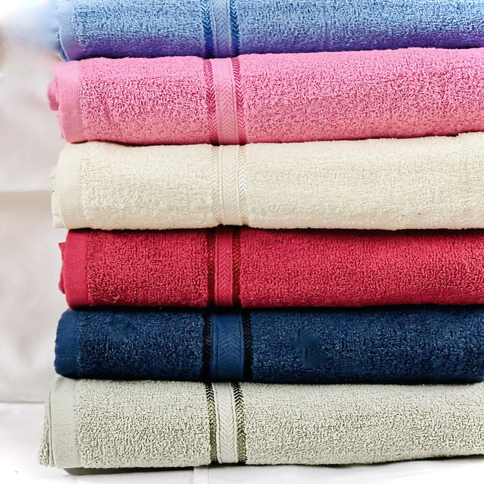 Springfield Linen Luxurious Viscose Embroidered 6 Pack Bath Towels Extra-Absorbent 100% Cotton - 27" X 54"