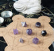 Amethyst 7 Pcs Platonic Sacred Stones Geometry Set for Chakra Stone Balancing Reiki Healing Spiritual Good Luck Home Office Decor Size: 15-20 Mm