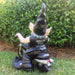 Homestyles Peace Sign "Biker Babe & Dude" the Biker Gnome Riding His Black Bike in Leather Motorcycle Gear Large Outdoor Garden Statue 14.5"H and 12"H
