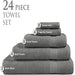 24PC Bath Towel Set (2 Sheets, 4 Bath, 6 Hand, 4 Fingertip & 8 Wash) - Grey, Addy Home Best Value