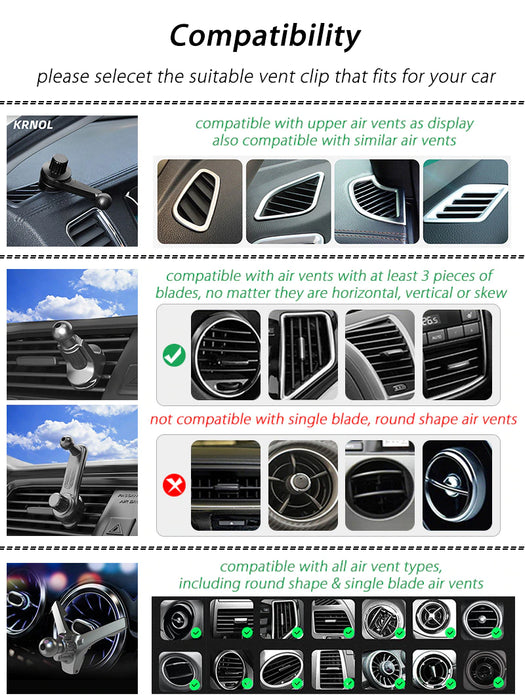 Upgrade Air Vent Clip for Car Phone Holder Stand 17Mm 15Mm 13Mm Ball Head for Air Outlets Auto Telephone Support Mount Bracket