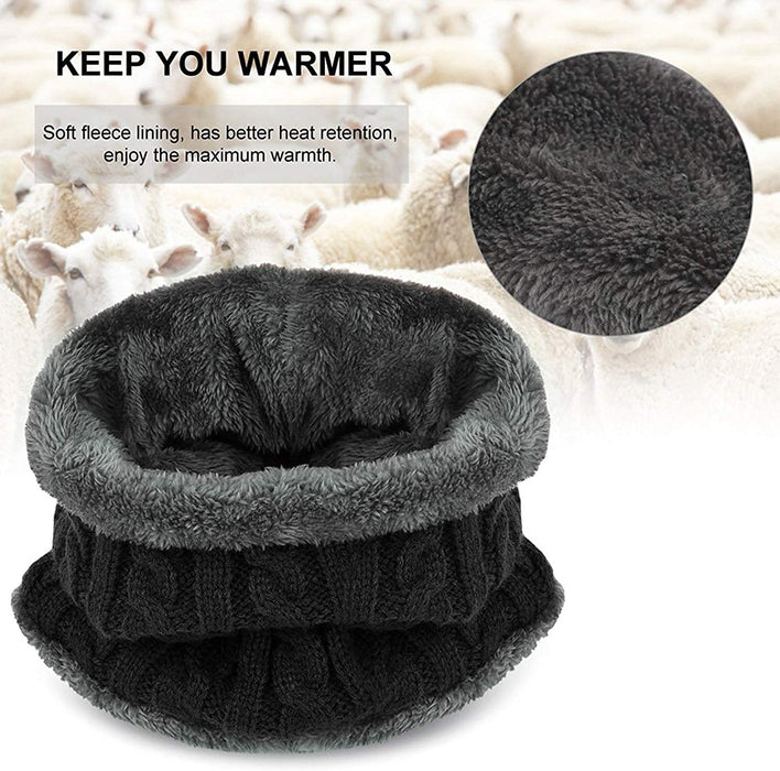 Kids Winter Hat and Scarf Set, 2Pcs Warm Knit Beanie Cap and Scarf for 5-14 Years Old