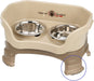 Neater Feeder Deluxe with Leg Extensions for Small Dogs - Mess Proof Pet Feeder with Stainless Steel Food & Water Bowls - Drip Proof, Non-Tip, and Non-Slip - Gunmetal Grey