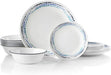 Vitrelle 18-Piece Service for 6 Dinnerware Set, Triple Layer Glass and Chip Resistant, Lightweight round Plates and Bowls Set, City Block