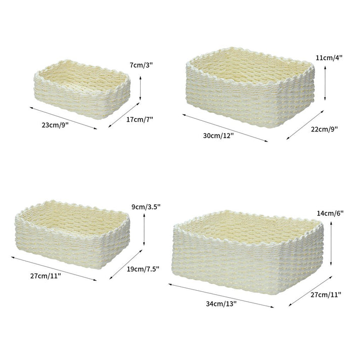 Wicker Basket Storage Basket 4PCS Woven Basket Handmade Paper Rope Bin Nesting Basket for Home Office Decor Bedroom