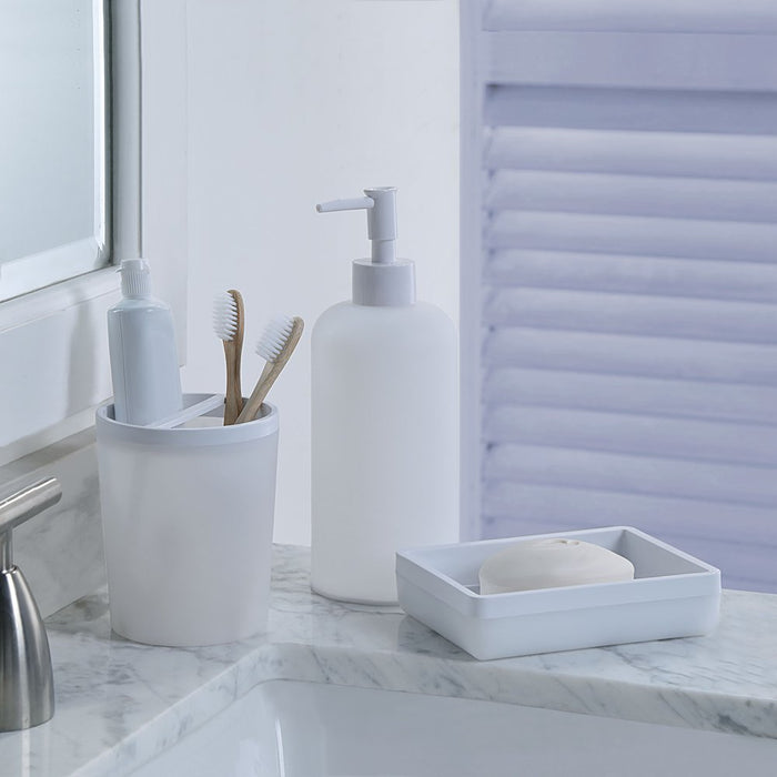 Frosted White Plastic 4 Pc Bath Accessories Set, Mainstays