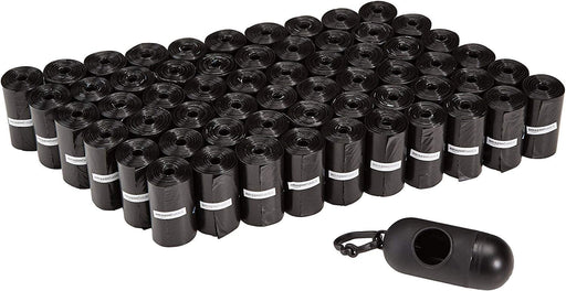 Unscented Standard Dog Poop Bags with Dispenser and Leash Clip, 13 X 9 Inches, Black - 60 Rolls (900 Bags)