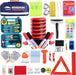 Roadside Assistance Emergency Kit - Car Emergency Kit with Jumper Cables (Upgraded) Emergency Roadside Kit for Car 142 Pieces Car Safety Kits,Tow Strap,Tool Kit,Reflective Warning Triangle