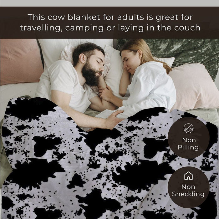 Homesmart Cow Pattern Sherpa Blanket Faux Fur Wearable Sleeve One Size