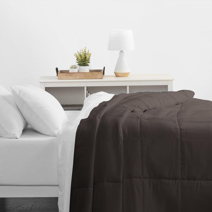 Chocolate All Season Alternative down Solid Comforter, Full/Queen, by Noble Linens