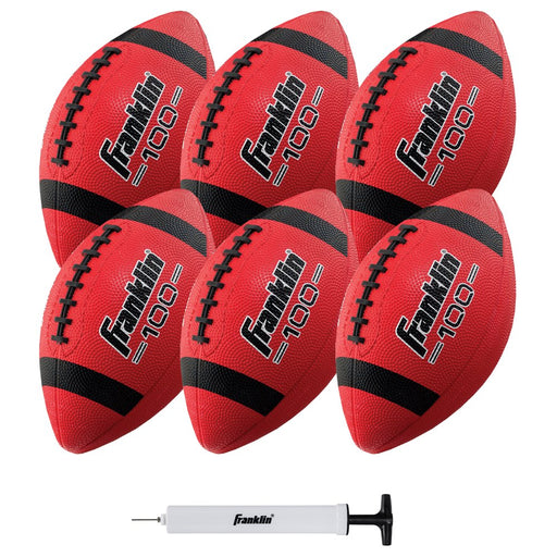 Junior Size Rubber Football - 6 Pack Deflated with Pump