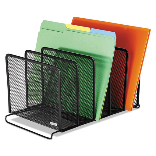 Rolodex Stacking Desktop Sorter, 5 Sections, Mesh Metal, Black