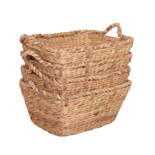 Better Homes & Gardens Rectangular Water Hyacinth Basket, Set of 4